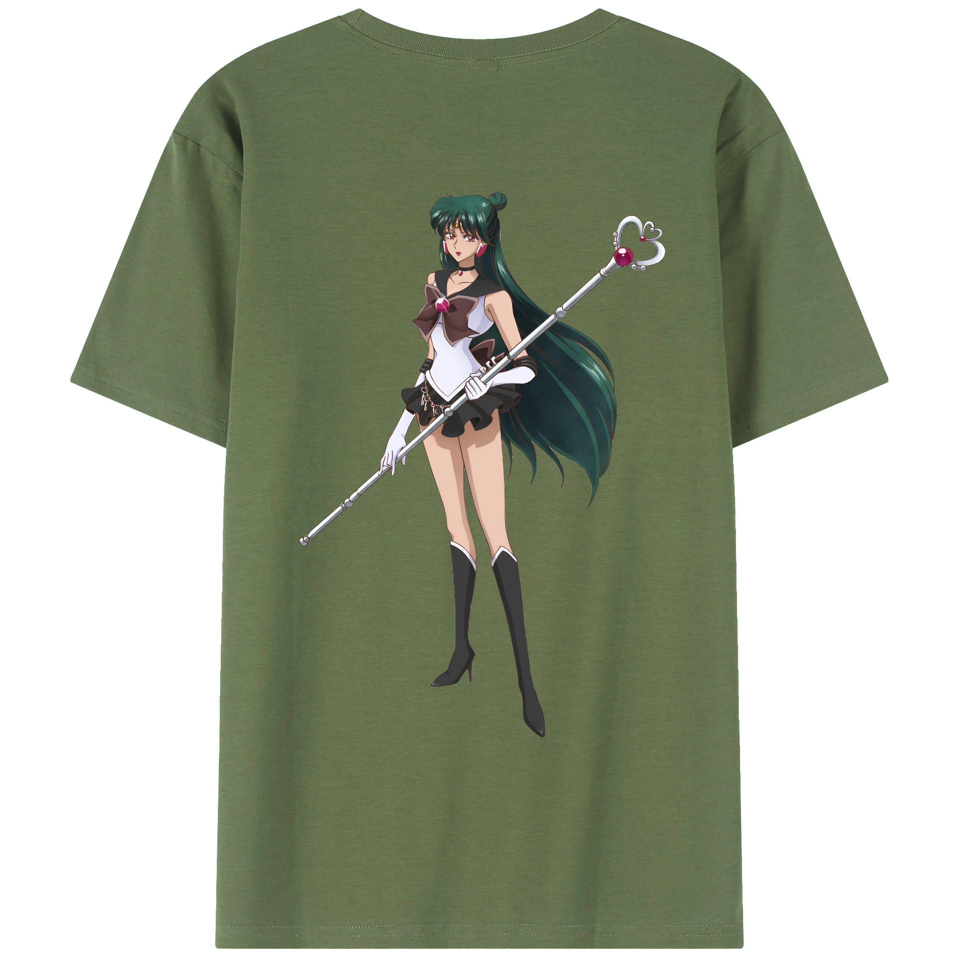 （画像用） 美少女戦士セーラームーン 冥王せつな Sailor Moon Meiou Setsuna 綿100％ メンズ半袖Tシャツ（バックプリント） 通気性